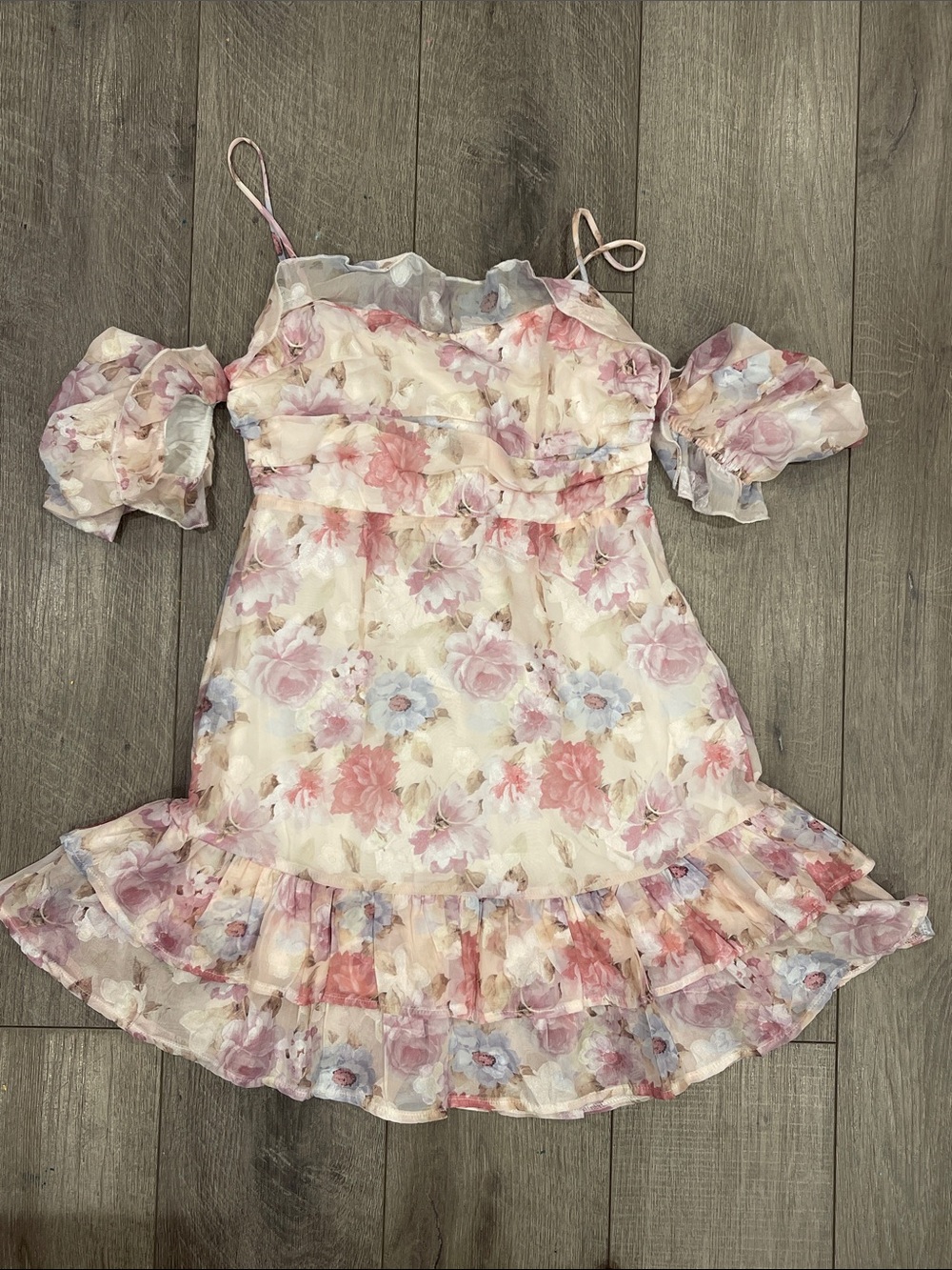 Ruby Seez New with tags Floral Ruffle Cold-Shoulder Mini Dress - Pink Floral